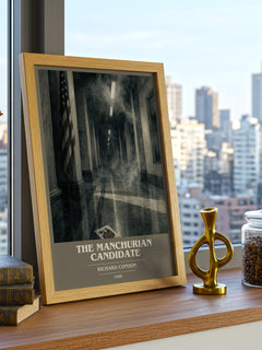 The Manchurian Candidate book cover print framed by window – literary home decor