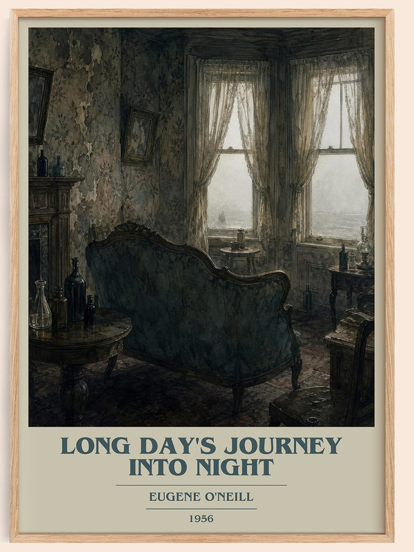 Long Day's Journey Into Night book cover book poster by Eugene O'Neill – framed literary art print