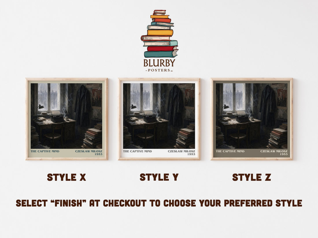 The Captive Mind literary print in frame leaning in hallway – non fiction wall art