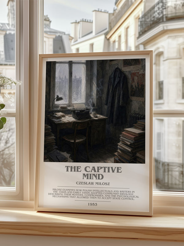 The Captive Mind Bookish Wall Art by Czesław Miłosz – framed print by a bright window