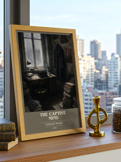 The Captive Mind book cover print framed by window – literary home decor