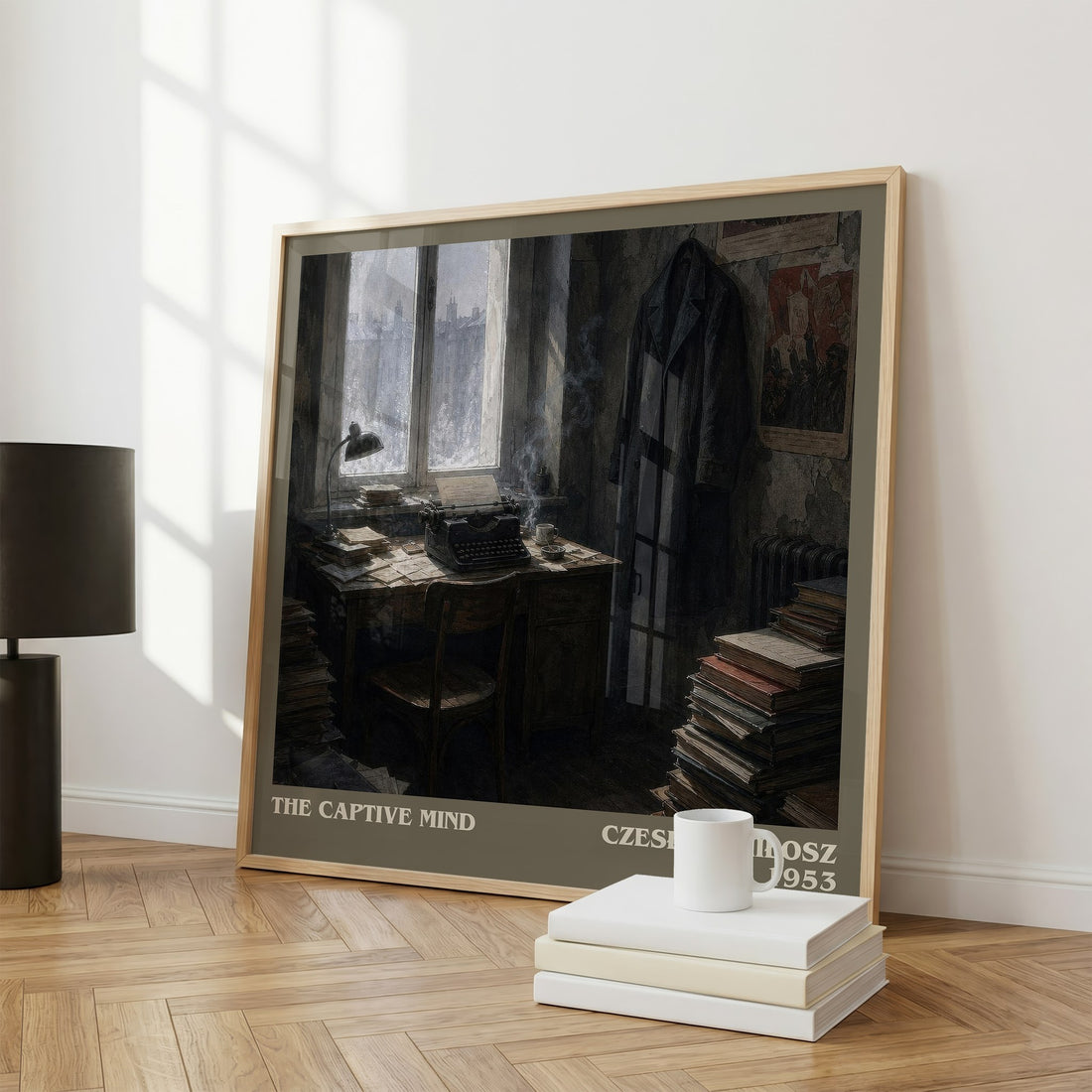 The Captive Mind literary print framed by window – literary home decor
