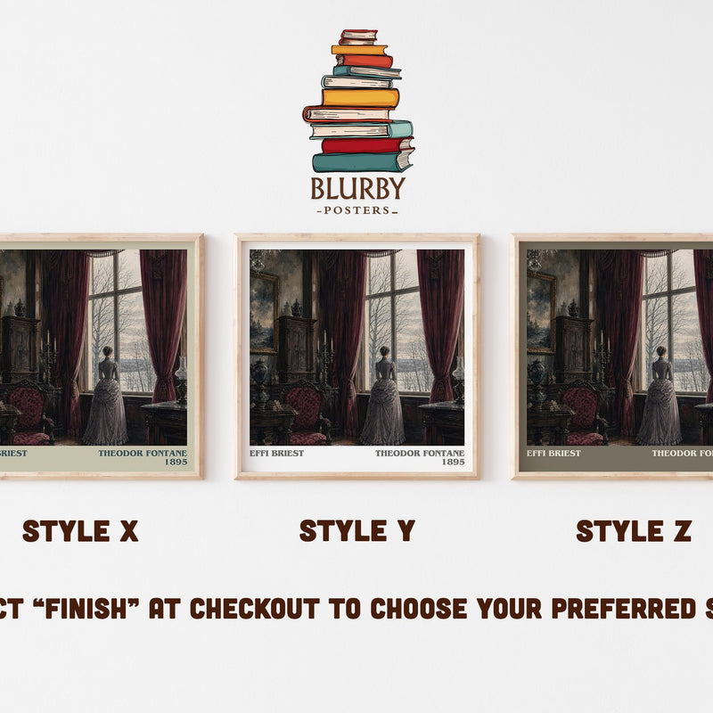 Effi Briest literary print in frame leaning in hallway – classic literature wall art