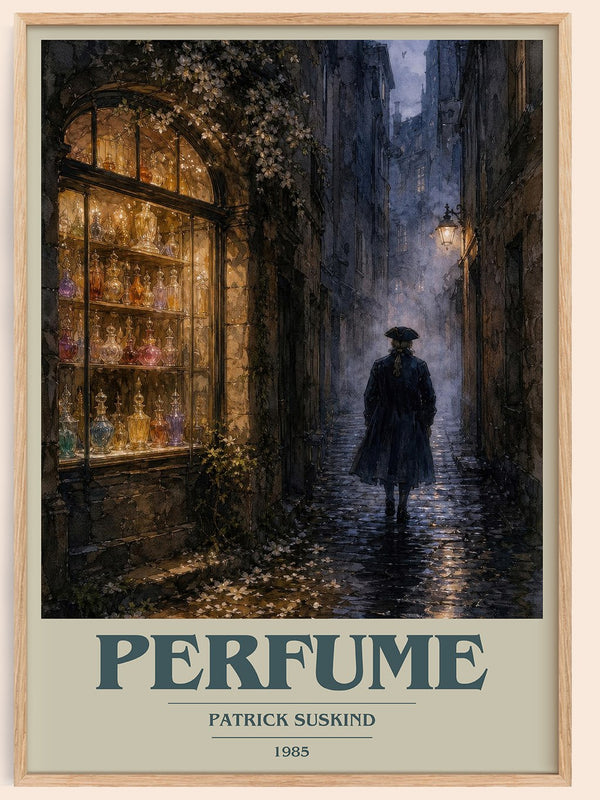 Perfume book cover book poster by Patrick Suskind – framed literary art print