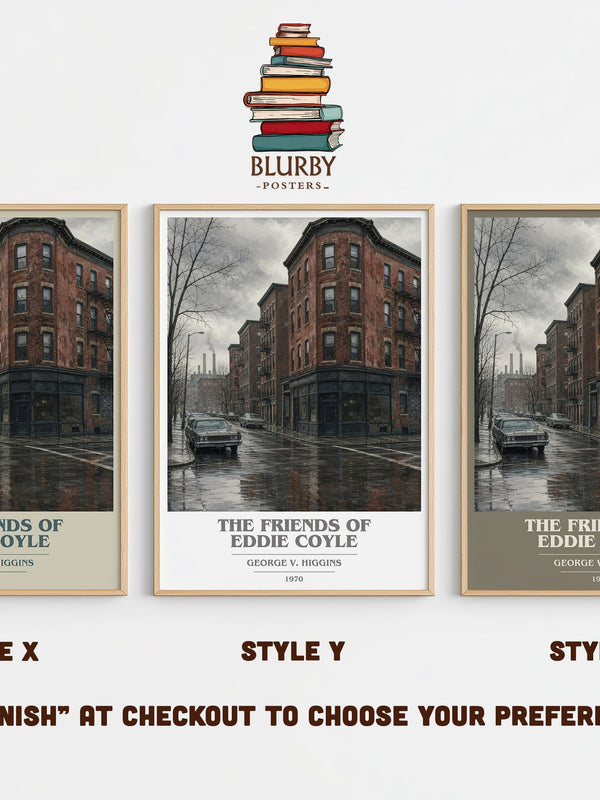The Friends Of Eddie Coyle book cover print in frame leaning in hallway – crime wall art