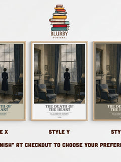 The Death of the Heart book cover print in frame leaning in hallway – literary fiction wall art