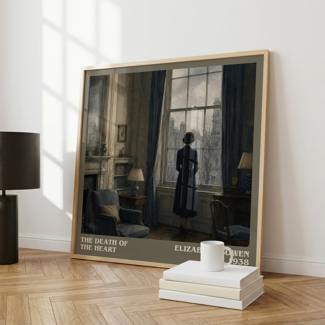 The Death of the Heart literary print framed by window – literary home decor