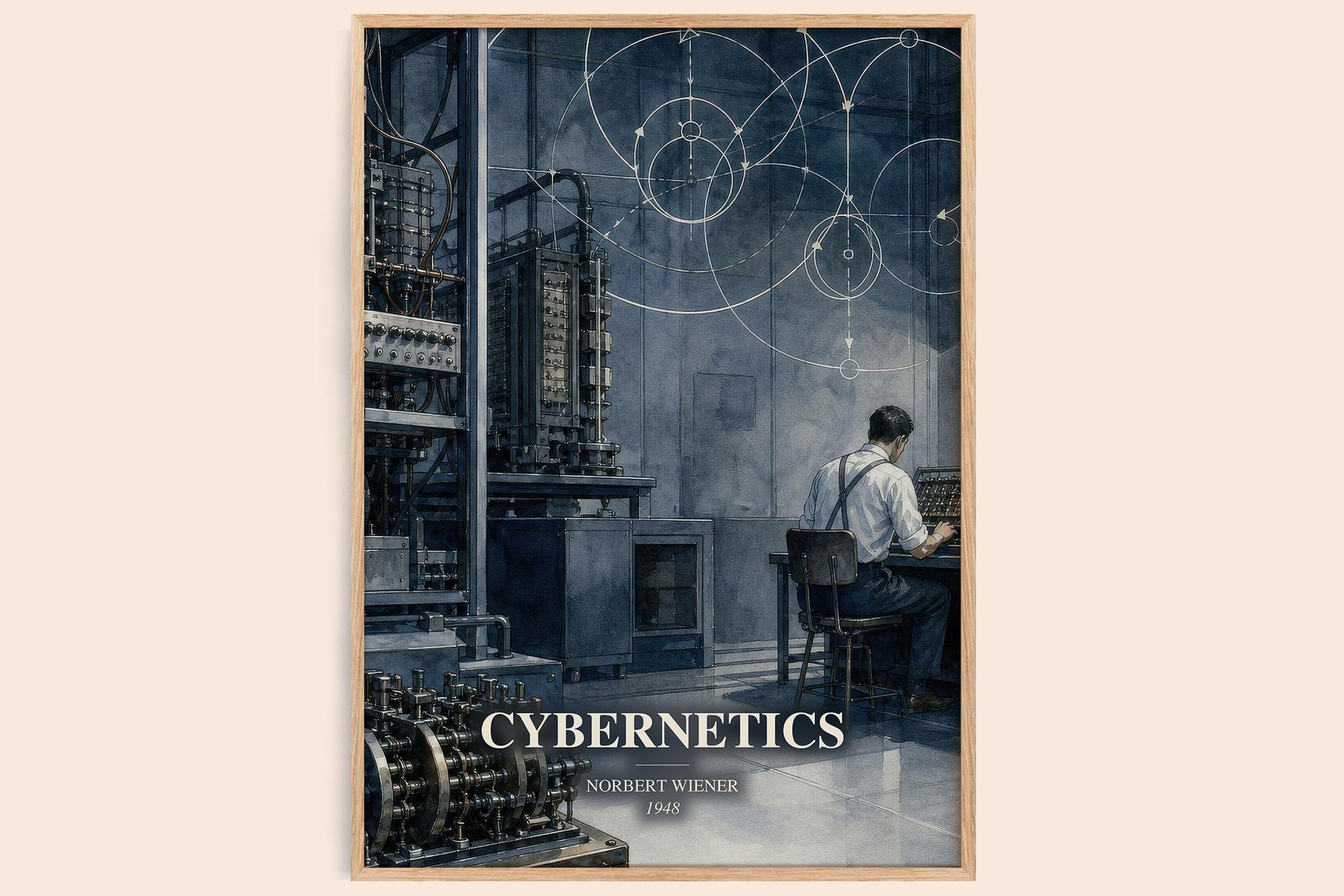 Cybernetics Book Watercolour Illustration by Norbert Wiener