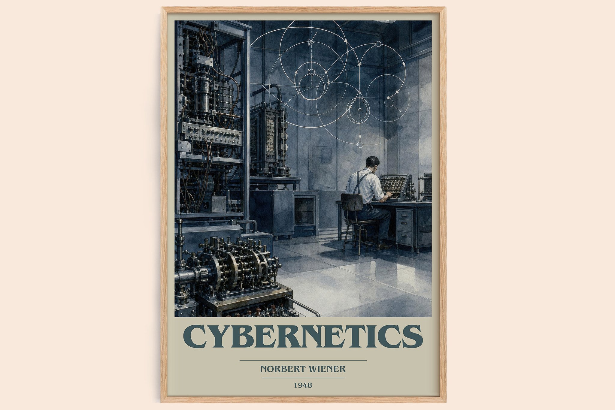 Cybernetics Book Cover Poster by Norbert Wiener