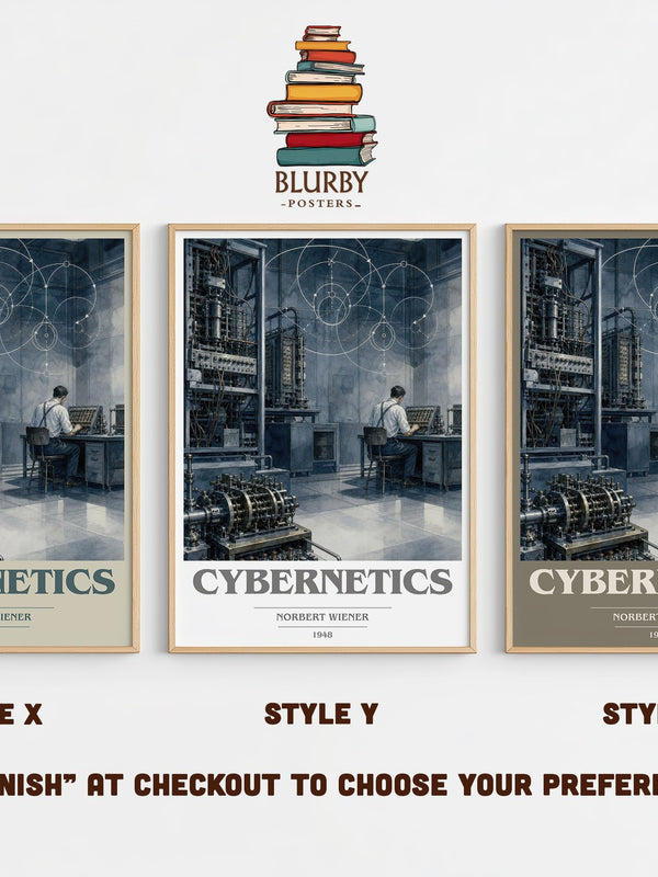 Cybernetics book cover print in frame leaning in hallway – __new__:educational wall art