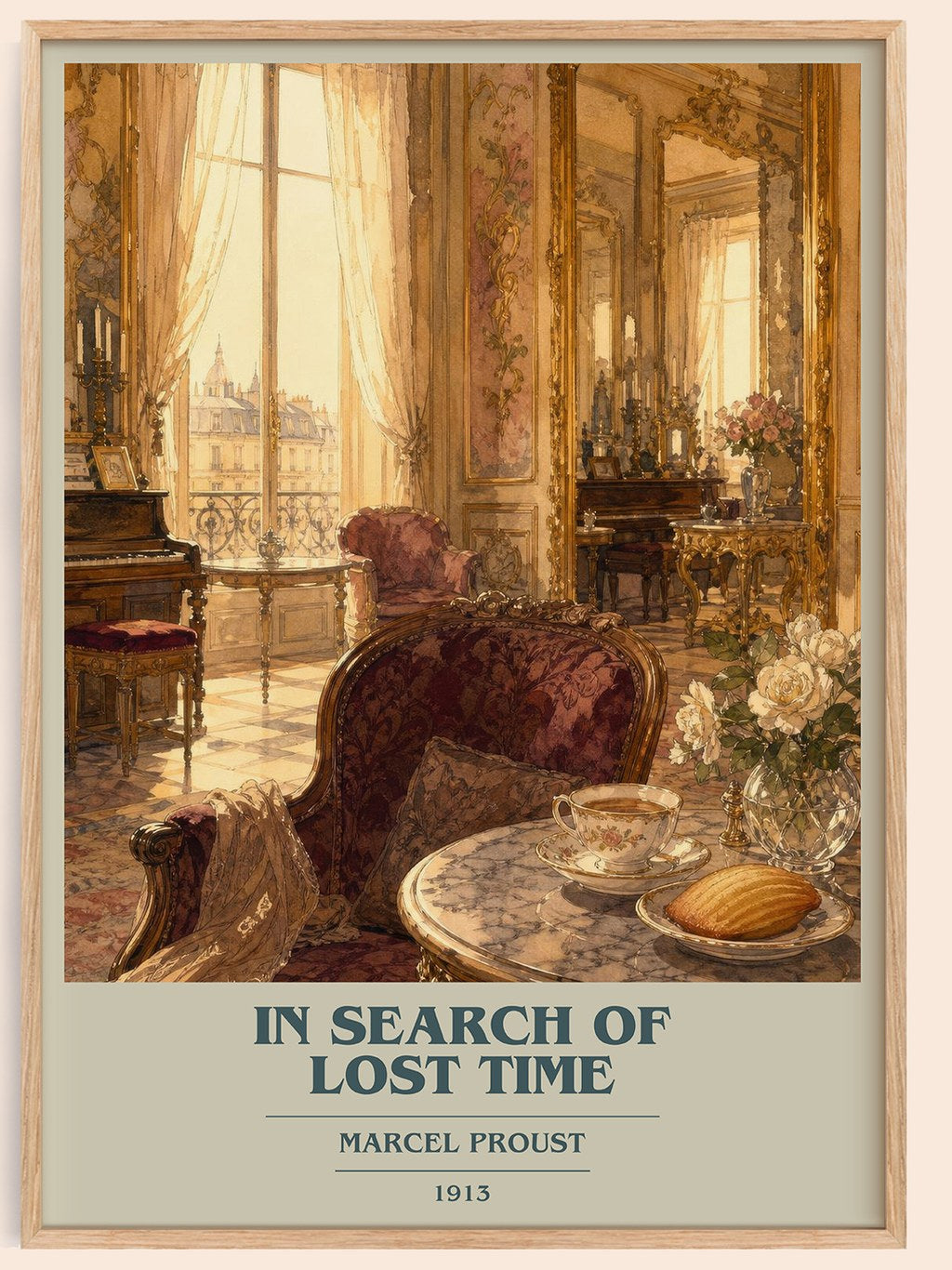 In Search of Lost Time book cover book poster by Marcel Proust – framed literary art print