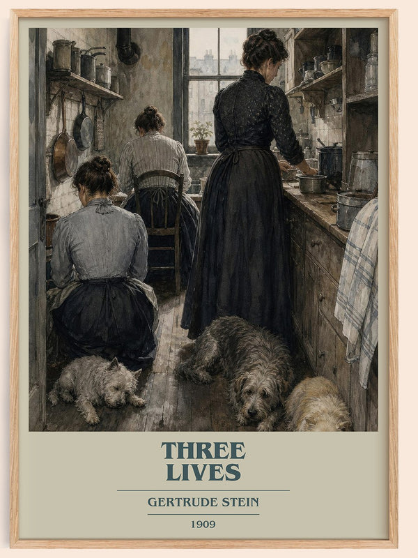 Three Lives book cover book poster by Gertrude Stein – framed literary art print