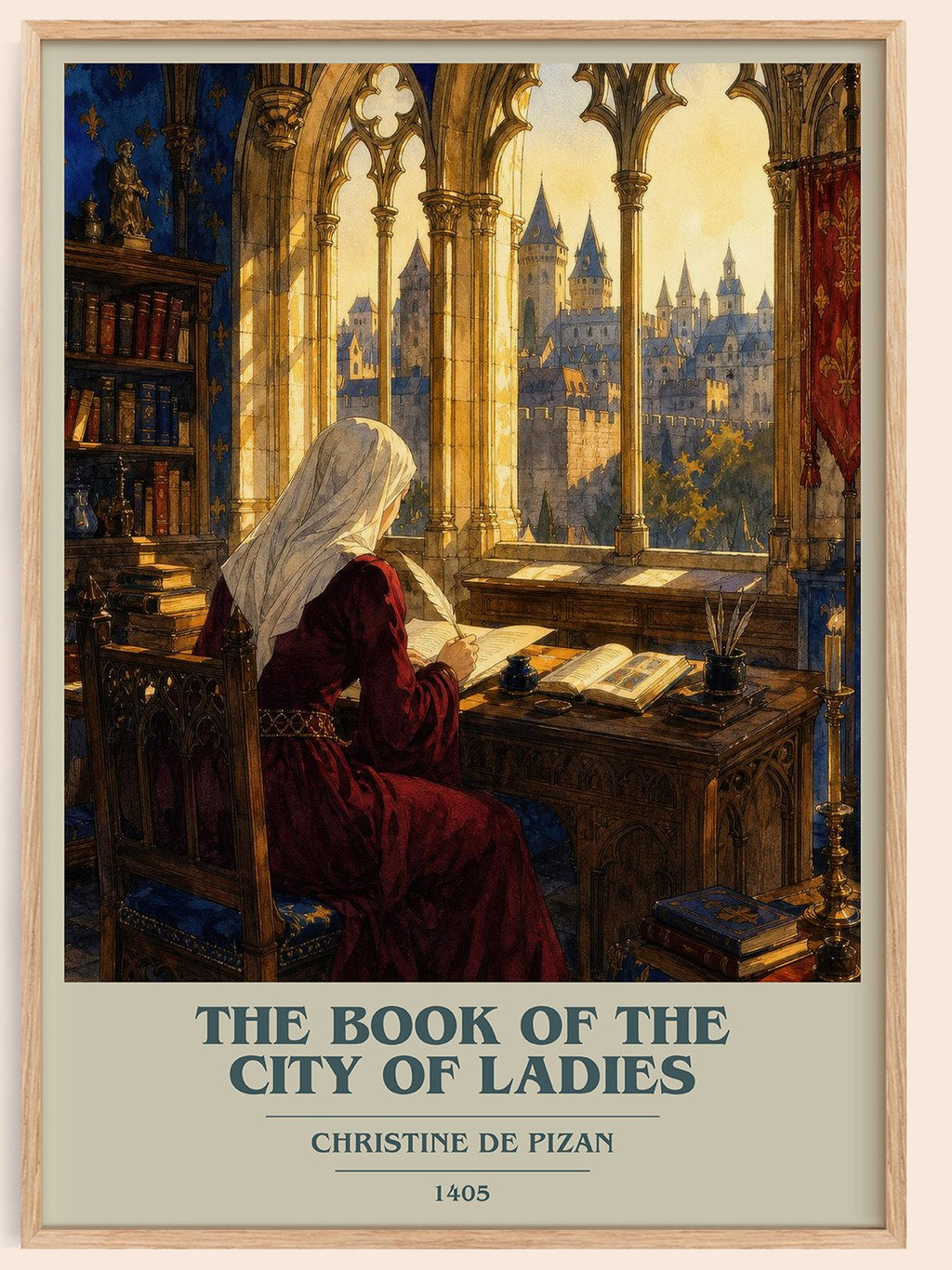 The Book of the City of Ladies book cover book poster by Christine De Pizan – framed literary art print