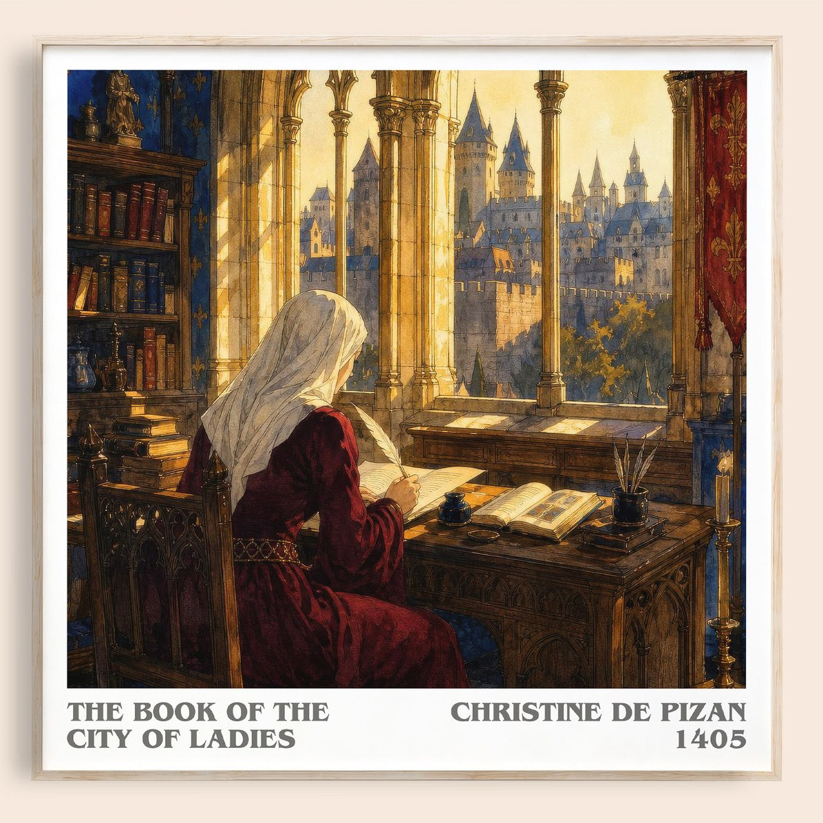 The Book of the City of Ladies literary book poster by Christine De Pizan – framed literary art print