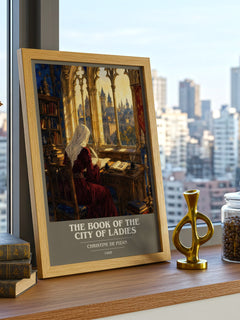 The Book of the City of Ladies book cover print framed by window – literary home decor