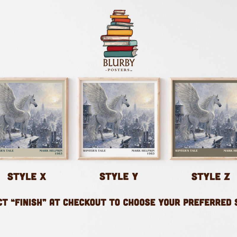 Winter's Tale literary print in frame leaning in hallway – literary fiction wall art
