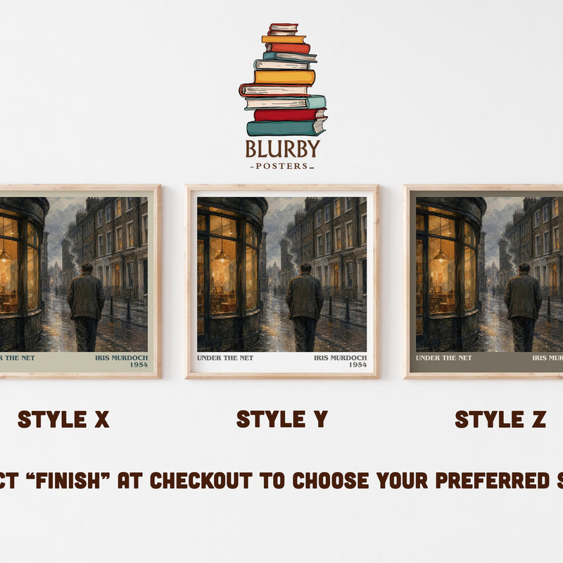 Under the Net literary print in frame leaning in hallway – literary fiction wall art