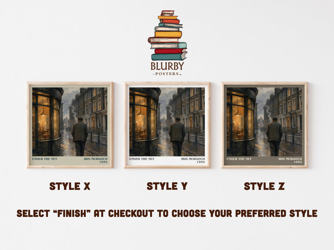 Under the Net literary print in frame leaning in hallway – literary fiction wall art (mockup)