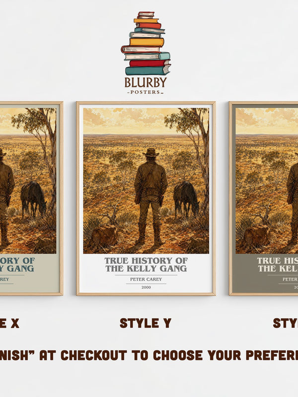 True History of the Kelly Gang book cover print in frame leaning in hallway – historical fiction wall art
