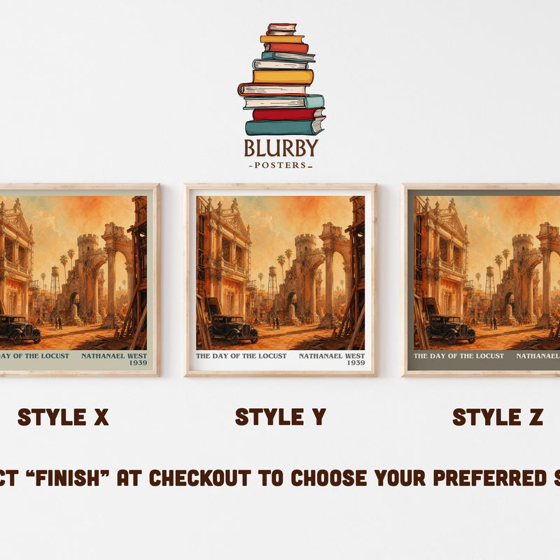 The Day of the Locust literary print in frame leaning in hallway – satire wall art