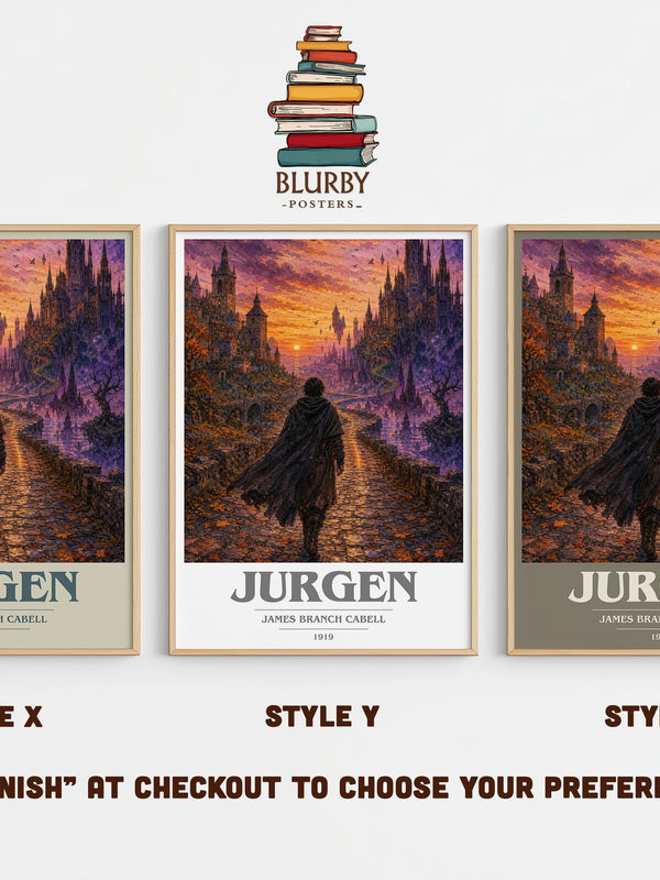 Jurgen book cover print in frame leaning in hallway – fantasy wall art
