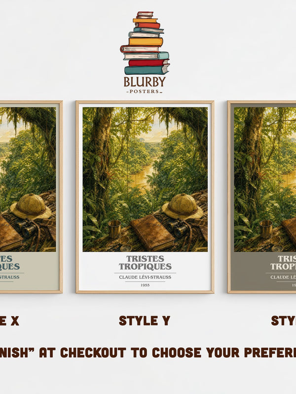 Tristes Tropiques book cover print in frame leaning in hallway – non fiction wall art