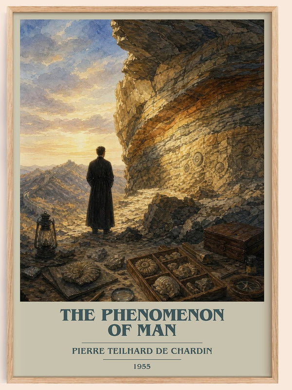 The Phenomenon Of Man book cover book poster by Pierre Teilhard de Chardin – framed literary art print