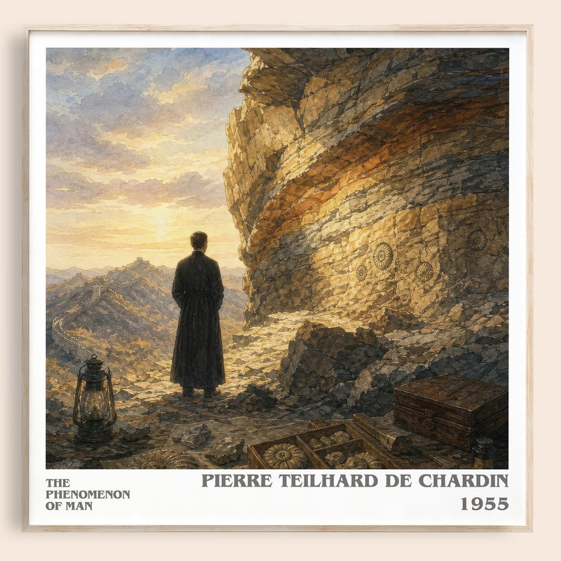 The Phenomenon Of Man literary book poster by Pierre Teilhard de Chardin – framed literary art print