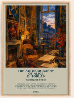 The Autobiography of Alice B. Toklas bookish book poster by Gertrude Stein – framed literary art print