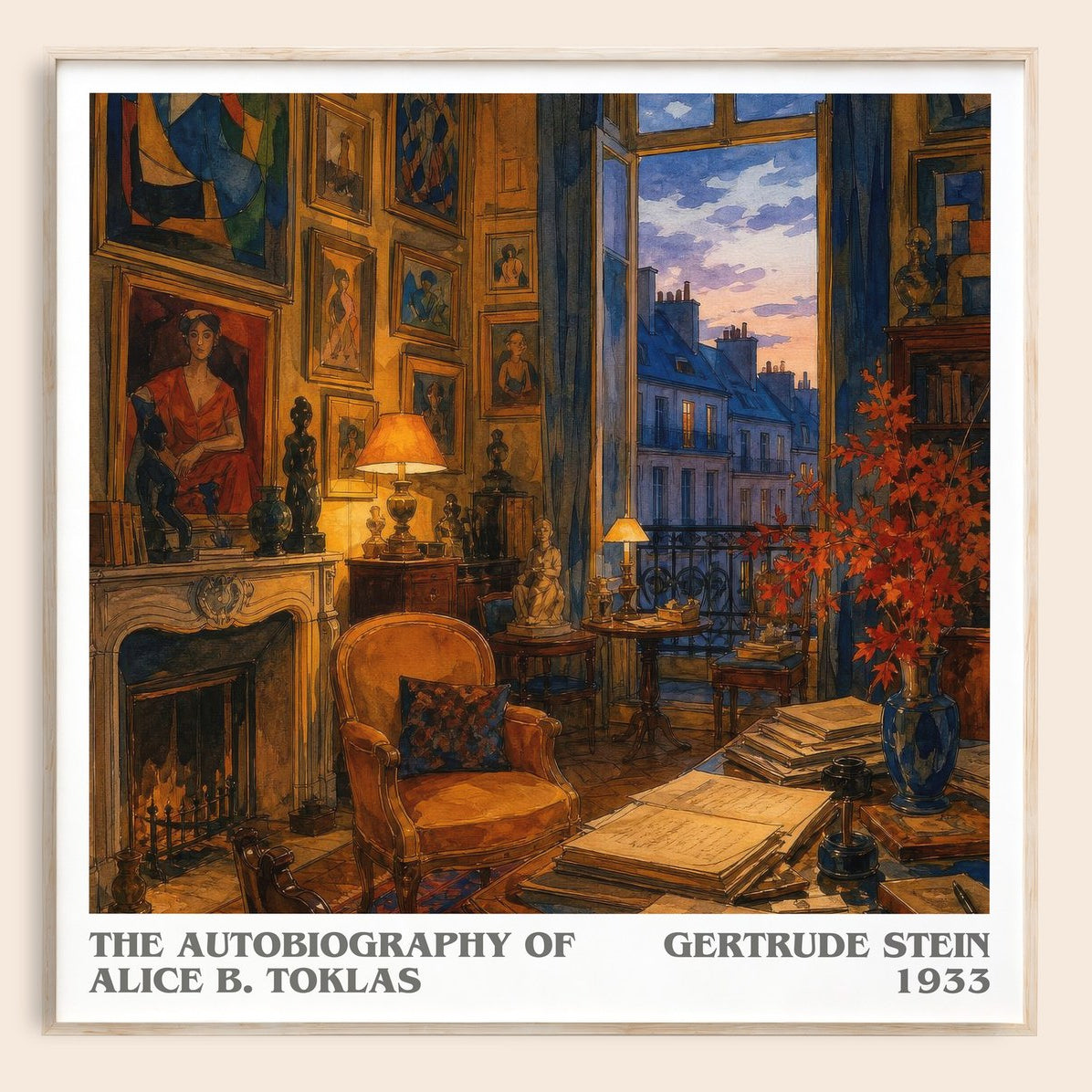 The Autobiography of Alice B. Toklas literary book poster by Gertrude Stein – framed literary art print