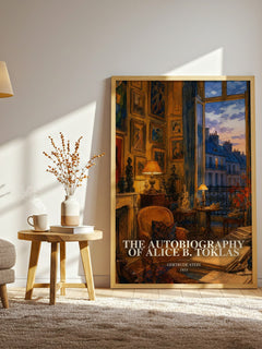 The Autobiography of Alice B. Toklas watercolour print in frame leaning in hallway – memoir wall art