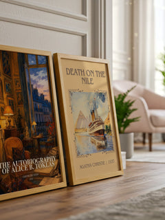 The Autobiography of Alice B. Toklas watercolour print framed by window – literary home decor