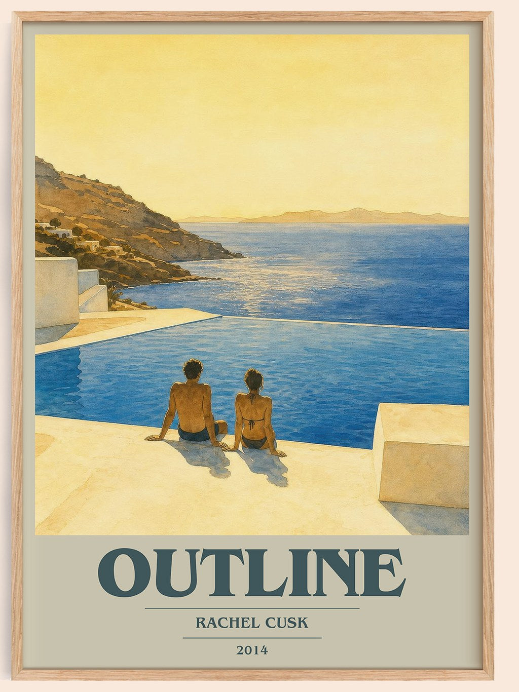 Outline book cover book poster by Rachel Cusk – framed literary art print