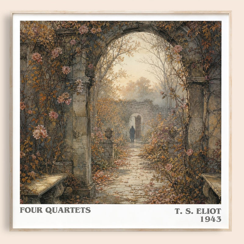 Four Quartets literary book poster by T. S. Eliot – framed literary art print