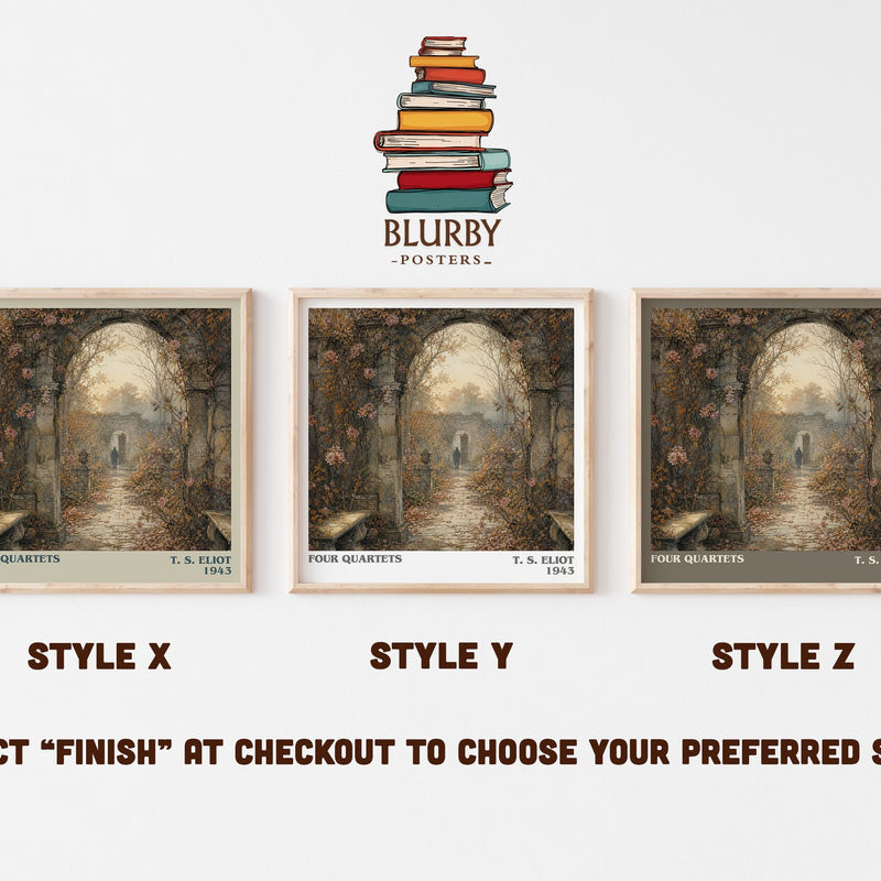 Four Quartets literary print in frame leaning in hallway – poetry wall art