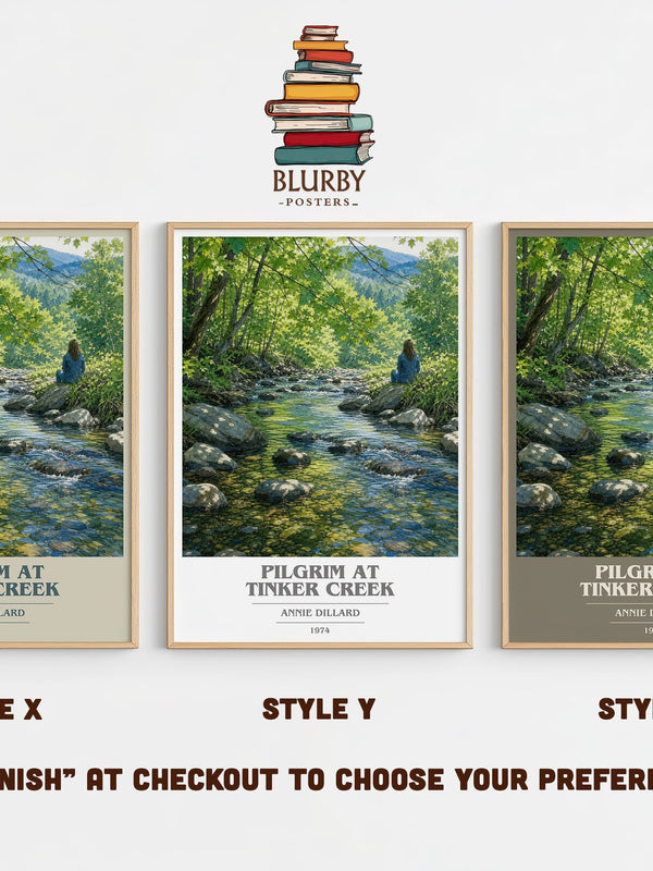 Pilgrim at Tinker Creek book cover print in frame leaning in hallway – non fiction wall art