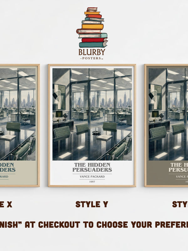 The Hidden Persuaders book cover print in frame leaning in hallway – non fiction wall art