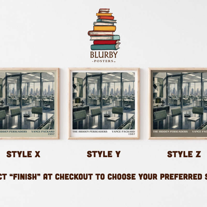The Hidden Persuaders literary print in frame leaning in hallway – non fiction wall art