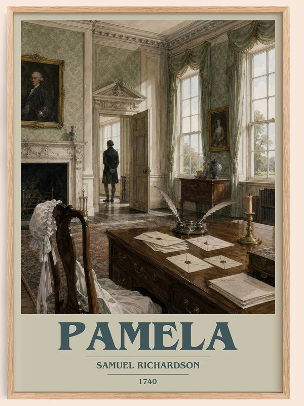 Pamela book cover book poster by Samuel Richardson – framed literary art print
