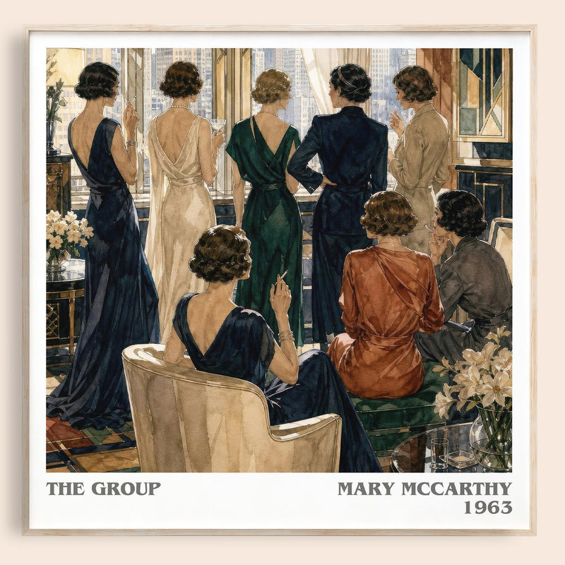 The Group literary book poster by Mary McCarthy – framed literary art print