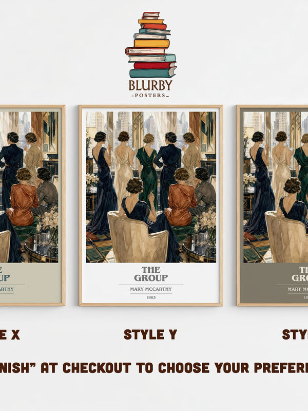 The Group book cover print in frame leaning in hallway – satire wall art
