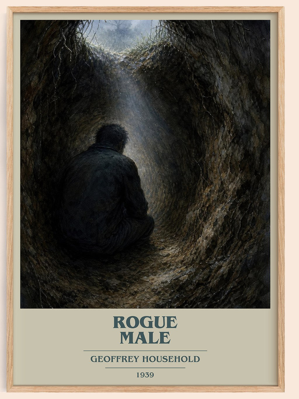 Rogue Male book cover book poster by Geoffrey Household – framed literary art print
