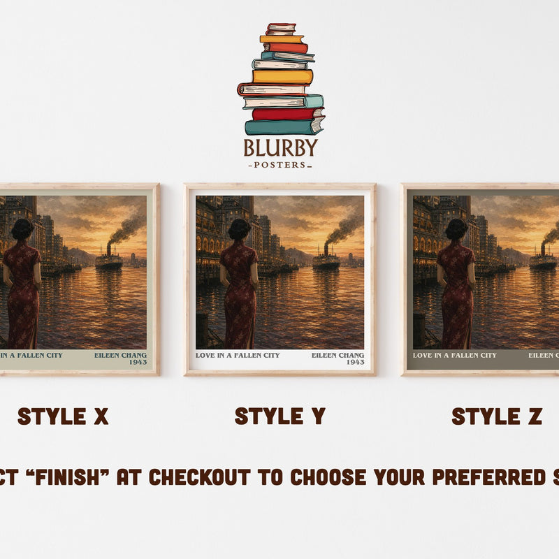 Love In A Fallen City literary print in frame leaning in hallway – literary fiction wall art