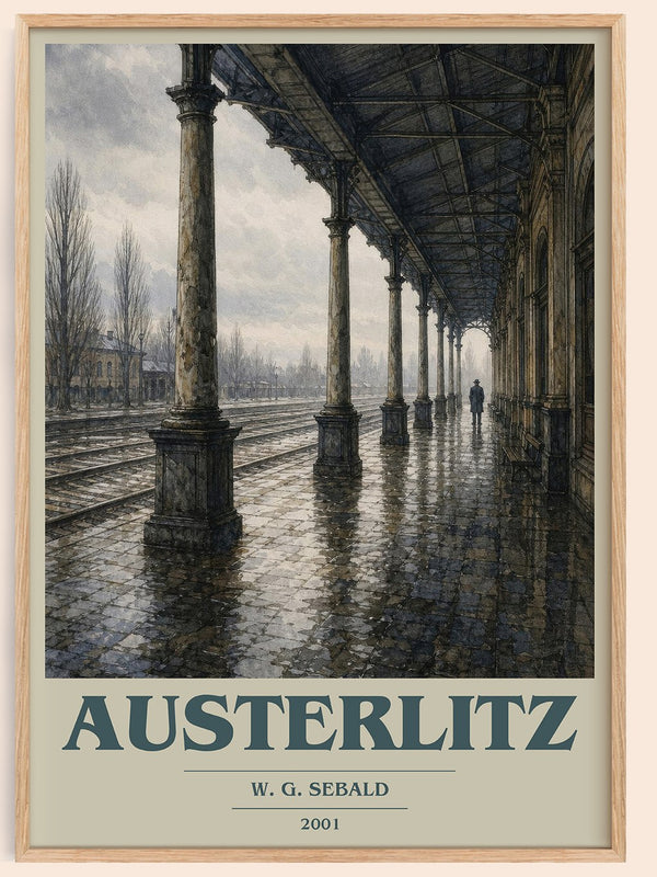 Austerlitz book cover book poster by W. G. Sebald – framed literary art print