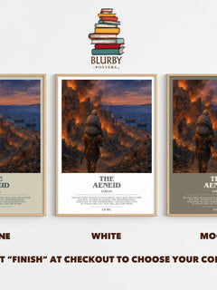 The Aeneid bookish print framed by window – Stone, White and Mocha side by side – choose your colour