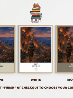 The Aeneid book cover print framed by window – Stone, White and Mocha side by side – choose your colour