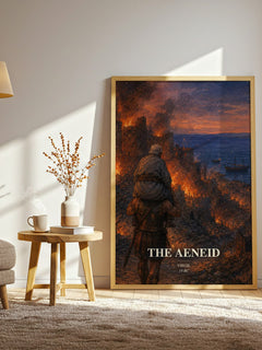 The Aeneid watercolour print in frame leaning in hallway – poetry wall art