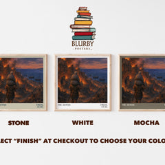 The Aeneid literary print framed by window – Stone, White and Mocha square prints side by side – choose your colour
