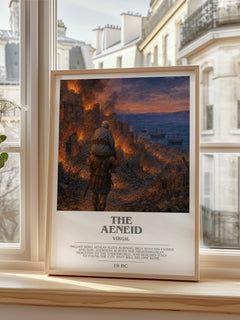The Aeneid bookish print in frame leaning in hallway – poetry wall art