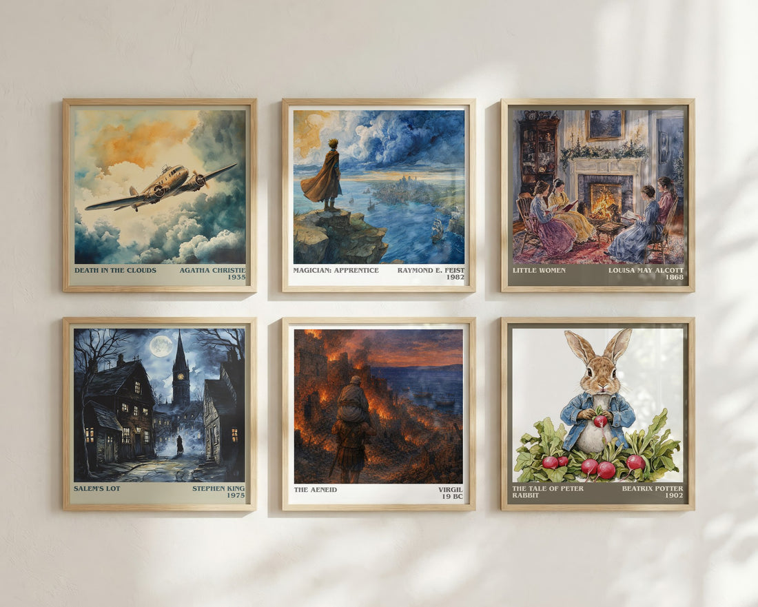 The Aeneid literary print in frame leaning in hallway – poetry wall art